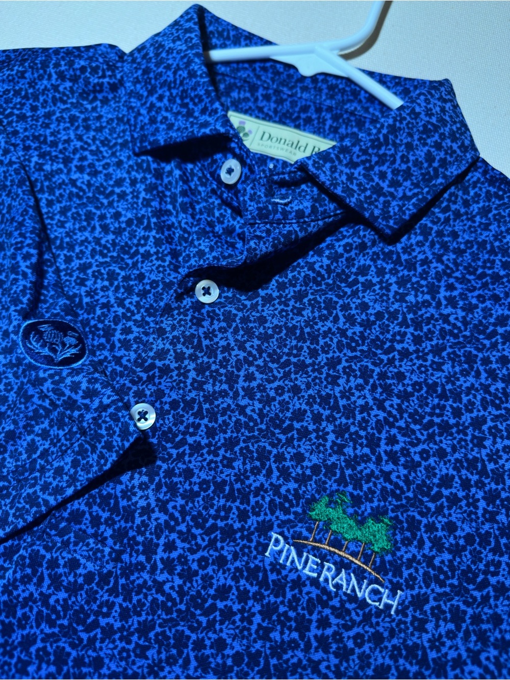 Men’s Donald Ross Golf Polo in Blue Print x Pineranch